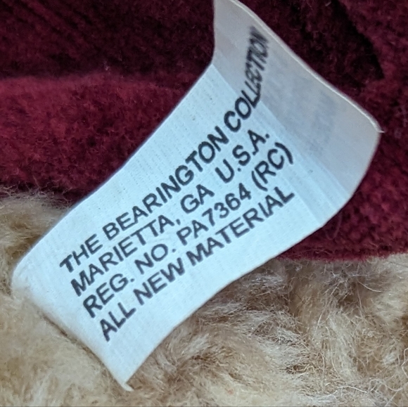 Vintage The Bearington Collection Gabrielle Plush Teddy Bear W Red Velvet Wings - Picture 9 of 12